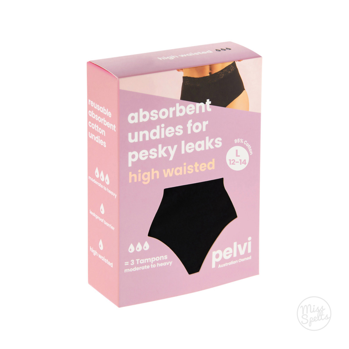 Pelvi Leakproof Underwear Full Brief Black L – Miss Spelts – Organic Store